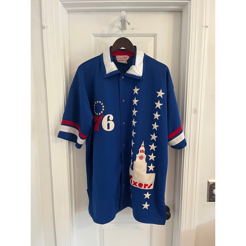 Vintage Mitchell & Ness Philadelphia 76ers Hardwood Classics Warm Up Shirt